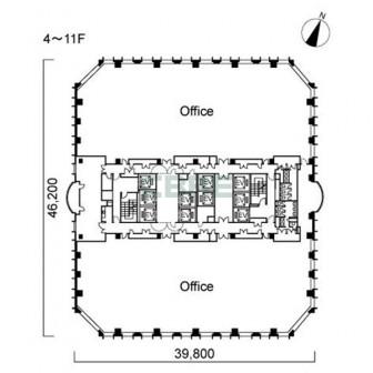 4階〜11階 平面図
