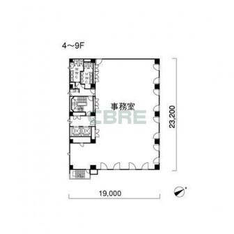 4階〜9階 平面図