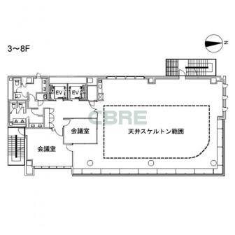 3階〜8階 平面図
