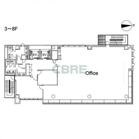 3階〜8階 平面図