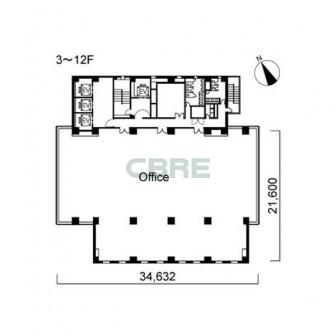 3階〜12階 平面図