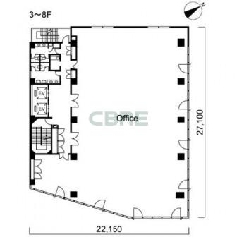 3階〜8階 平面図