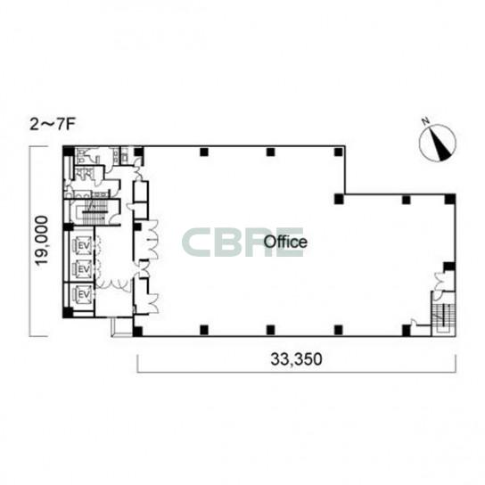 2階〜7階 平面図