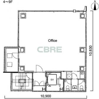 4階〜9階 平面図