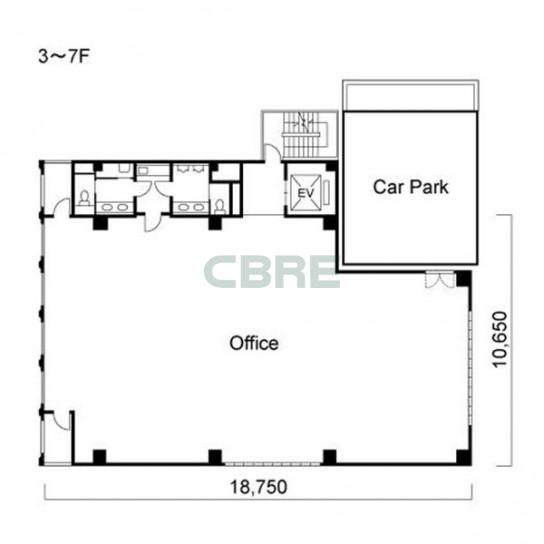 3階〜7階 平面図