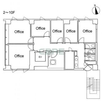 2階〜10階 平面図