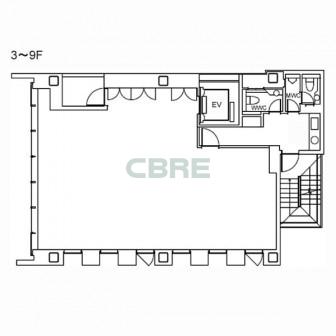 3階〜9階 平面図