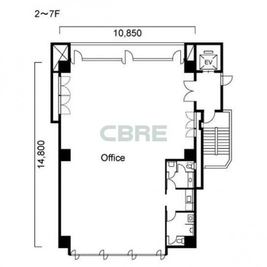 2階〜7階 平面図