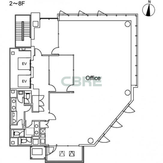 2階〜8階 平面図