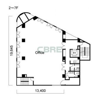 2階〜7階 平面図