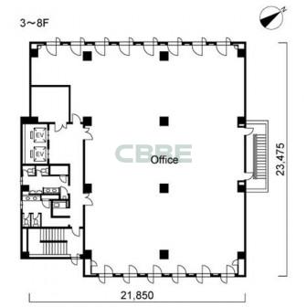 3階〜8階 平面図