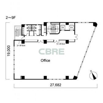 2階〜9階 平面図