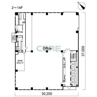 2階〜14階 平面図