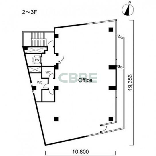 2階〜3階 平面図