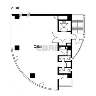 2階〜8階 平面図