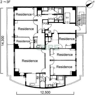 2階〜3階 平面図