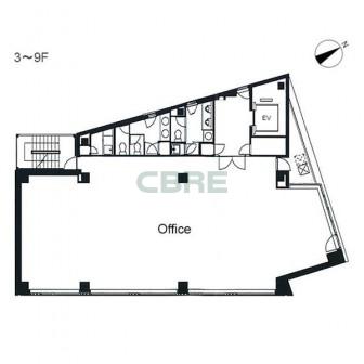 3階〜9階 平面図