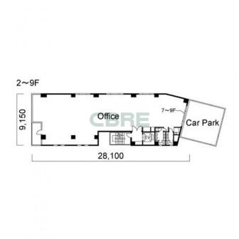 2階〜9階 平面図