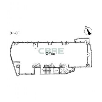 3階〜8階 平面図