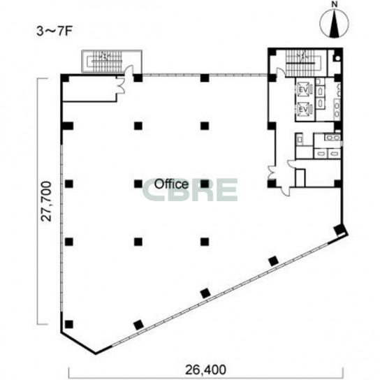 3階〜7階 平面図