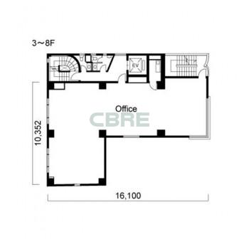3階〜8階 平面図