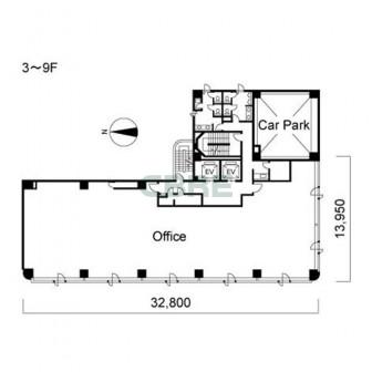 3階〜9階 平面図