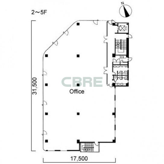 2階〜5階 平面図