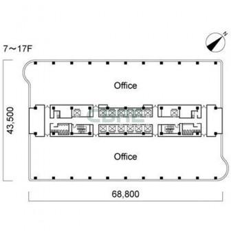 7階〜17階 平面図