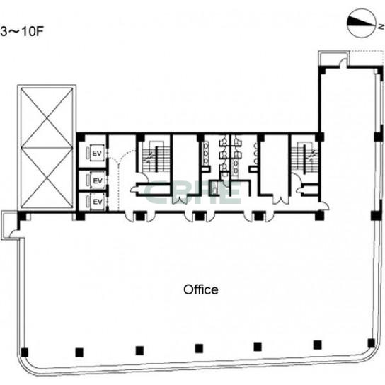 3階〜10階 平面図