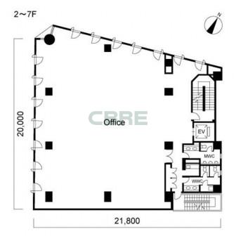 2階〜7階 平面図