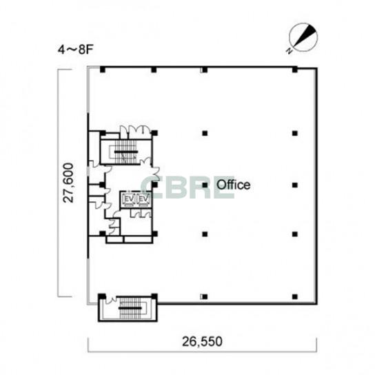 4階〜8階 平面図