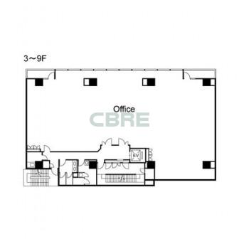3階〜9階 平面図