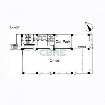 3階〜9階 平面図