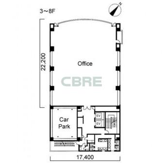3階〜8階 平面図
