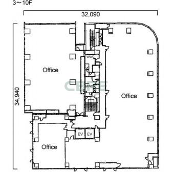 3階〜10階 平面図