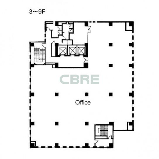 3階〜9階 平面図
