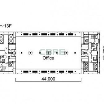 3階〜13階 平面図
