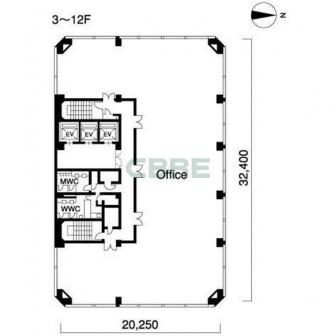 3階〜12階 平面図
