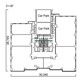 3階〜9階 平面図