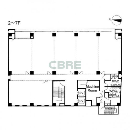 2階〜7階 平面図
