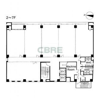 2階〜7階 平面図