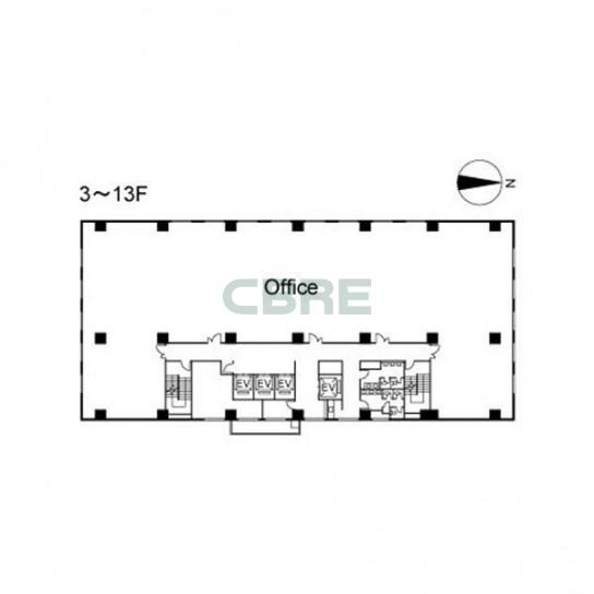 3階〜13階 平面図