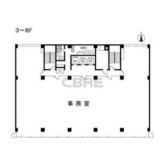 3階〜8階 平面図
