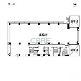 3階〜9階 平面図