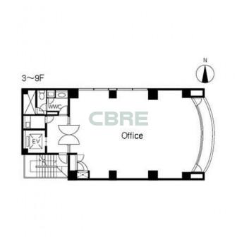 3階〜9階 平面図