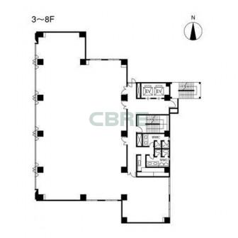 3階〜8階 平面図