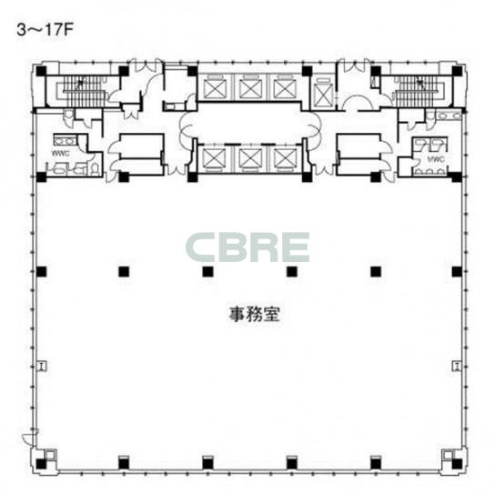3階〜17階 平面図