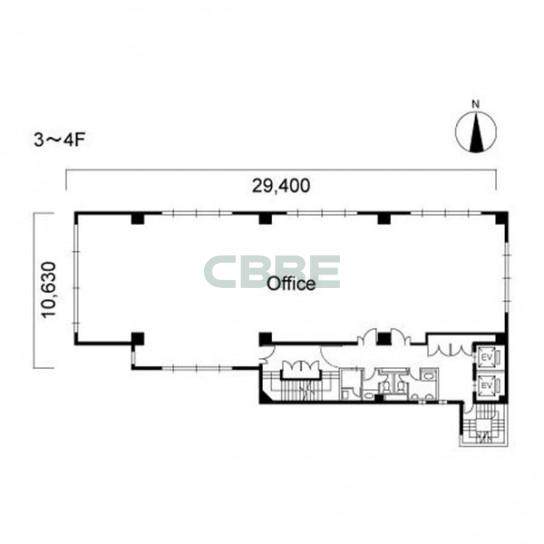 3階〜4階 平面図