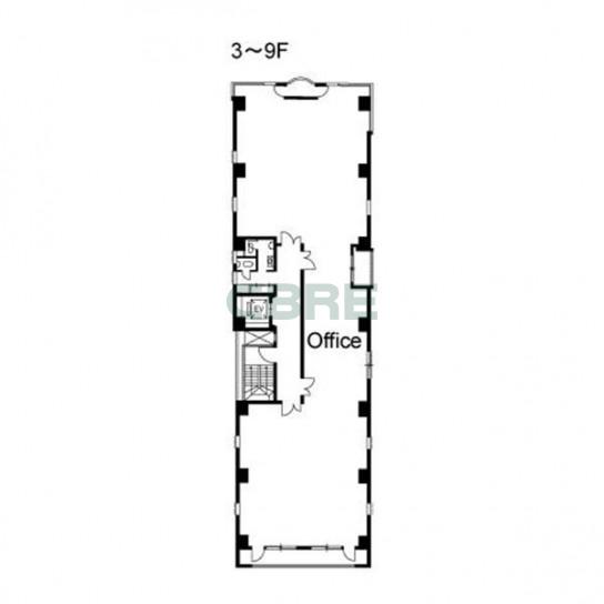 3階〜9階 平面図