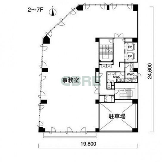 2階〜7階 平面図